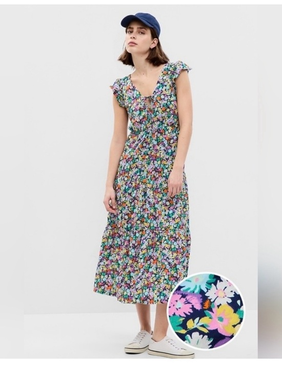 GAP Dresses & Skirts - GAP Floral Ruffle Midi Dress in Multicolor